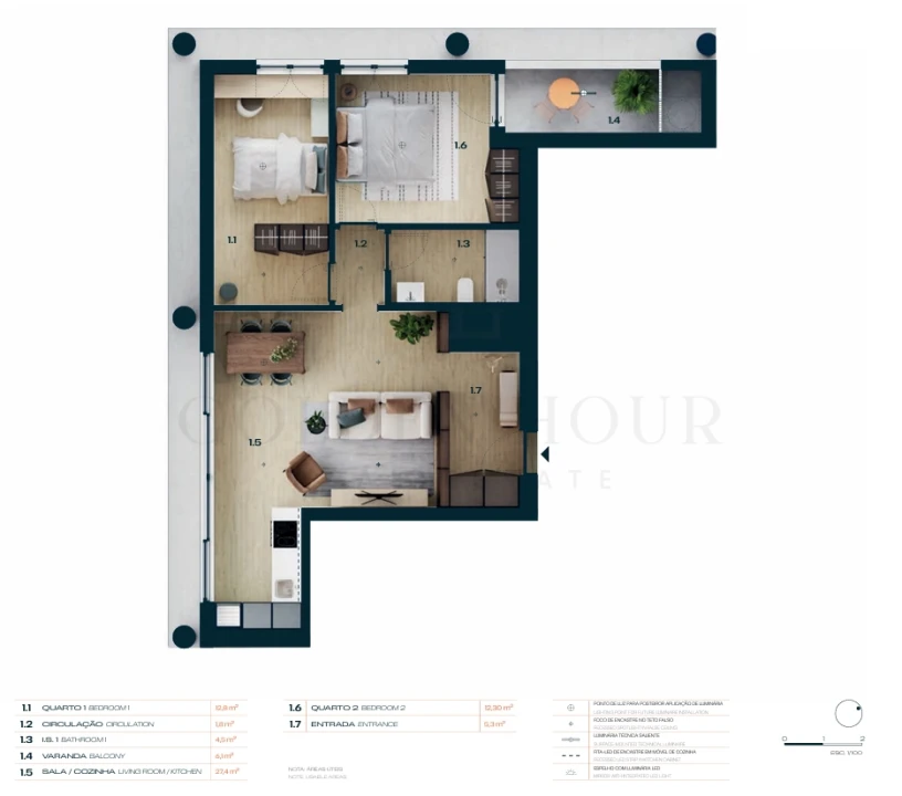 Apartamento T2 para Venda em Moreira Planta 2