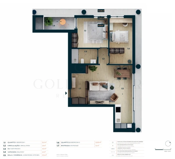 Apartamento T2 para Venda em Moreira Planta 1