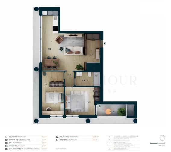 Apartamento T2 para Venda em Moreira Planta 1