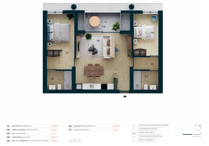 Apartamento T2 para Venda em Moreira Planta 1