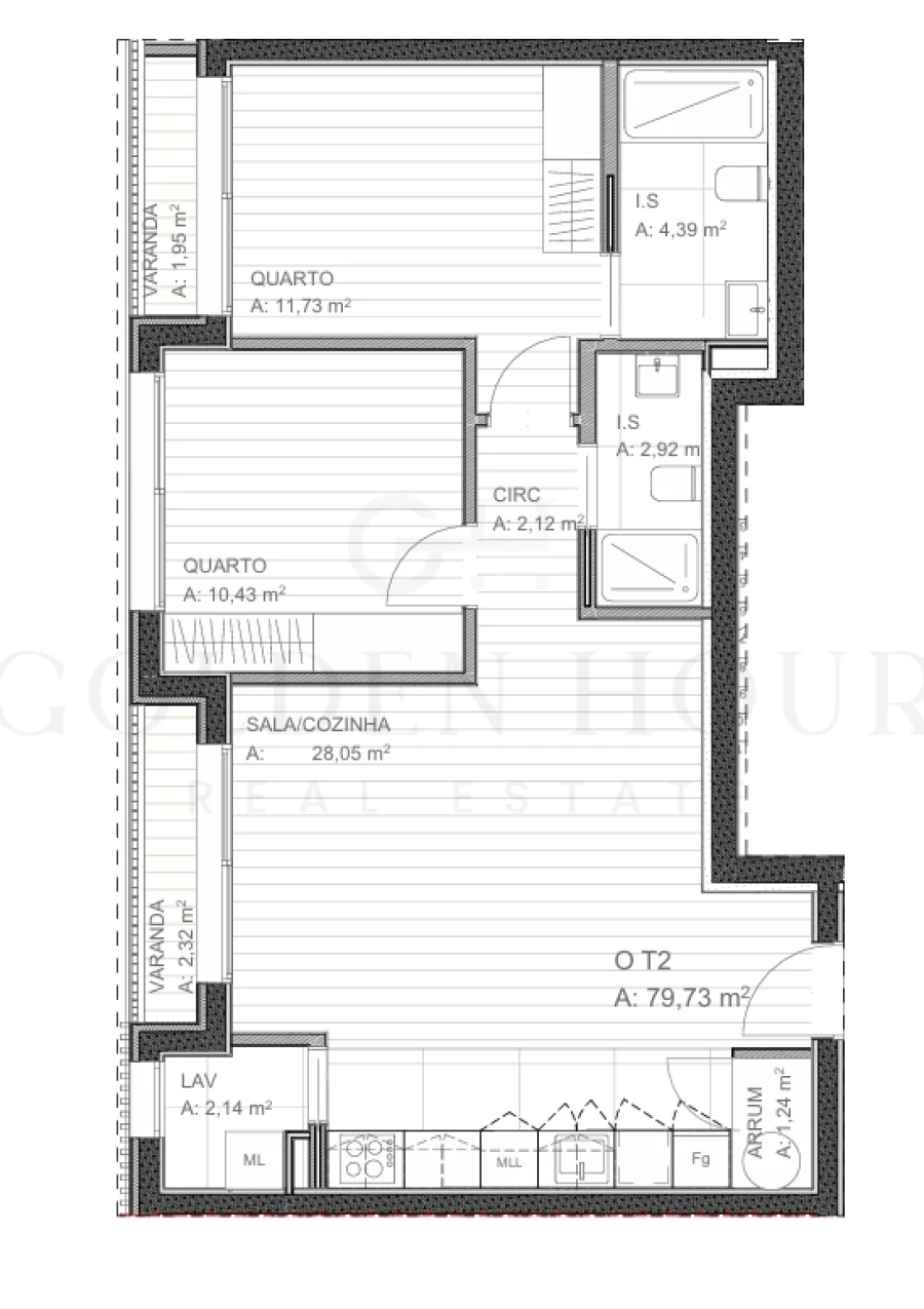Apartamento T2 para Venda em Grijó e Sermonde Planta 1