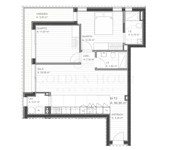 Apartamento T2 para Venda em Grijó e Sermonde Planta 1