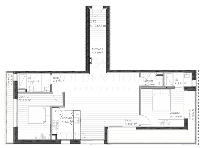 Apartamento T2 para Venda em Grijó e Sermonde Planta 1