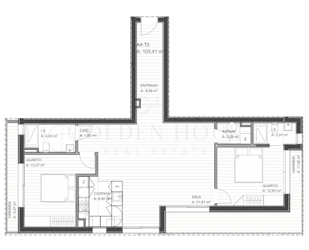 Apartamento T2 para Venda em Grijó e Sermonde Planta 1