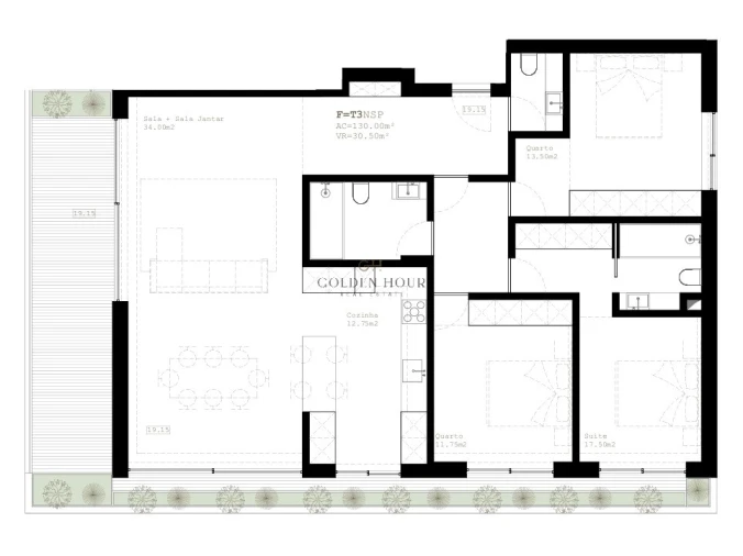 Apartamento T3 para Venda em São Felix da Marinha Planta 1