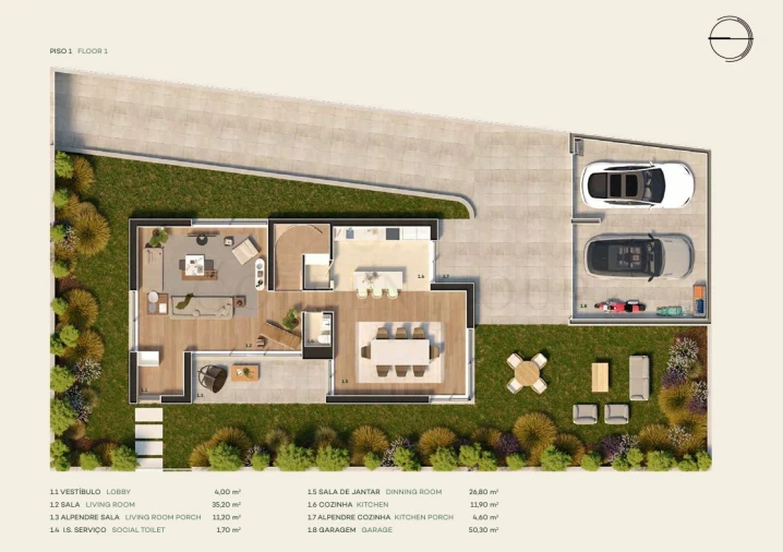 Moradia T4 para Venda em Canidelo Planta 1