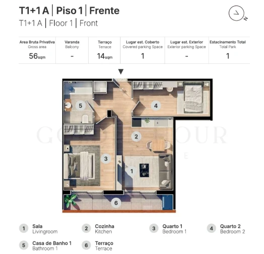 Apartamento T1 para Venda em Valongo Planta 1