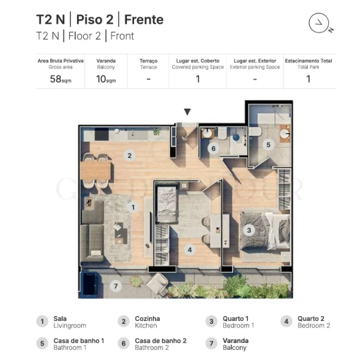 Apartamento T2 para Venda em Valongo Planta 1