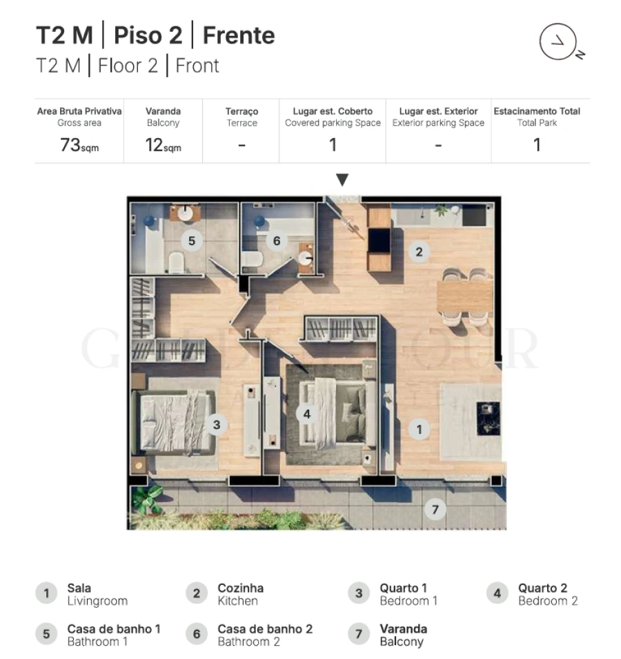 Apartamento T2 para Venda em Valongo Planta 1