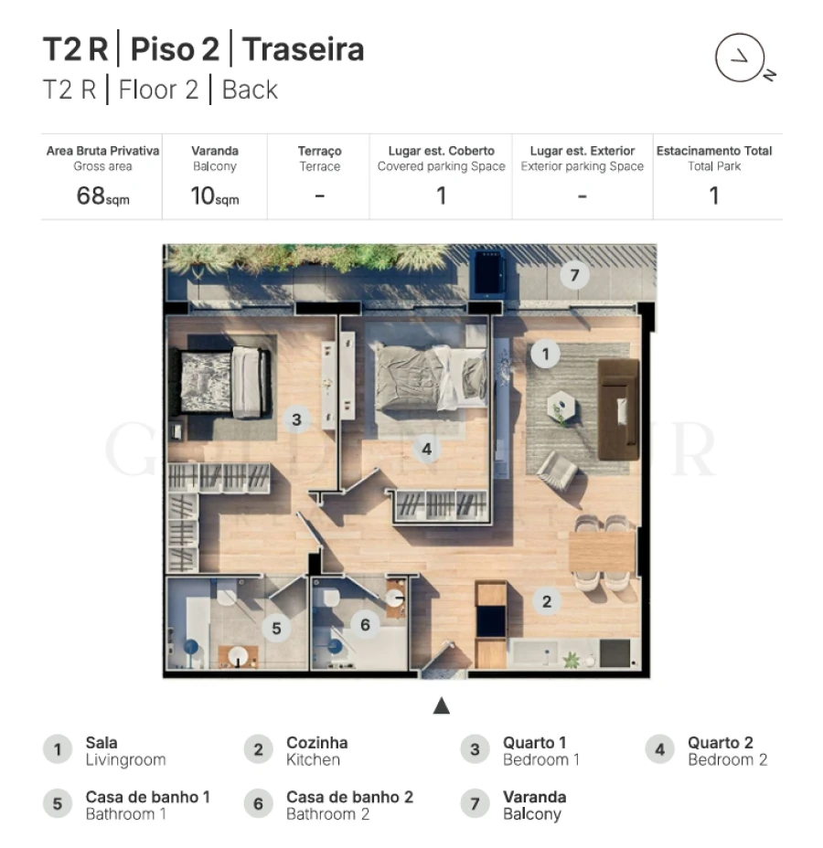 Apartamento T2 para Venda em Valongo Planta 1