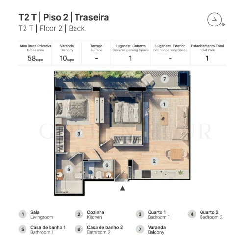 Apartamento T2 para Venda em Valongo Planta 1