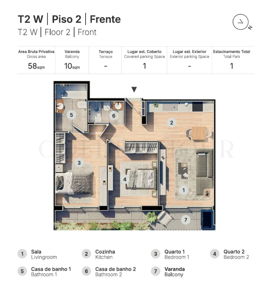 Apartamento T2 para Venda em Valongo Planta 1