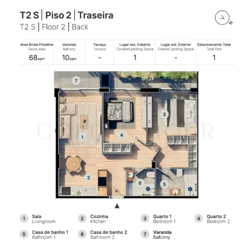 Apartamento T2 para Venda em Valongo Planta 1