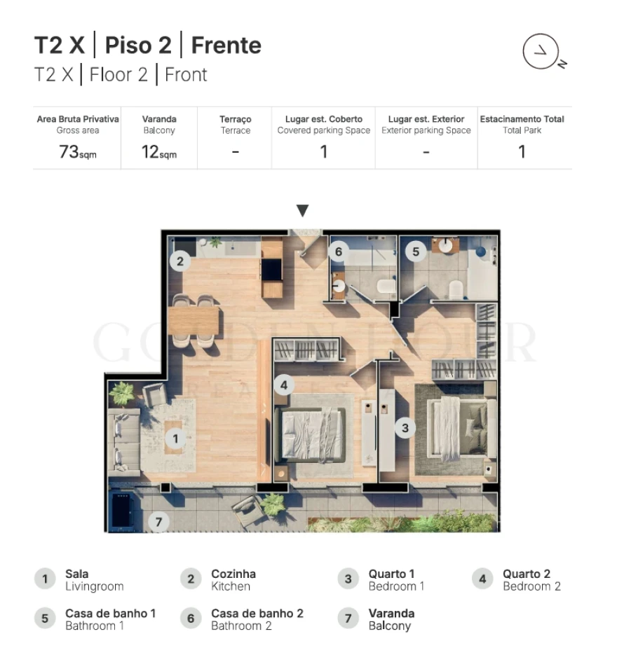 Apartamento T2 para Venda em Valongo Planta 1