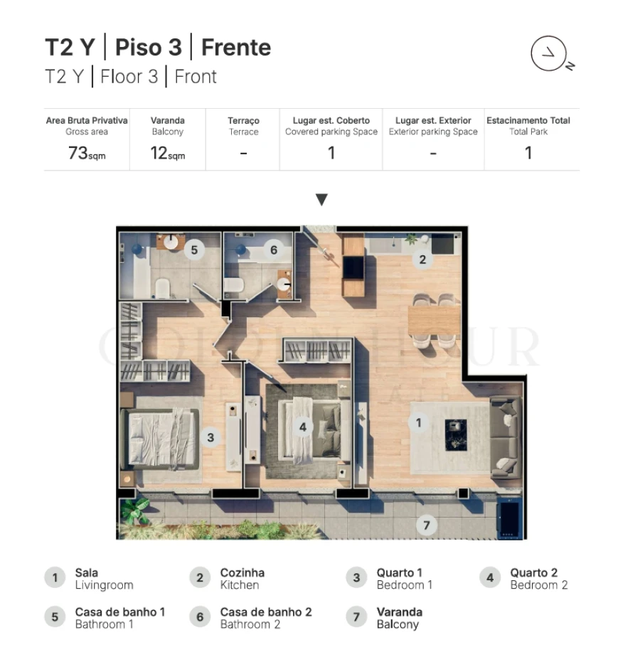 Apartamento T2 para Venda em Valongo Planta 1