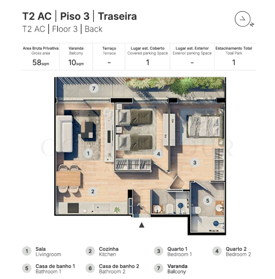 Apartamento T2 para Venda em Valongo Planta 1