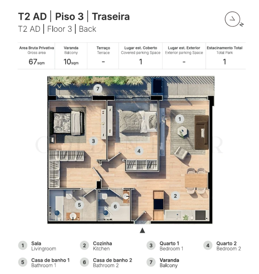 Apartamento T2 para Venda em Valongo Planta 1