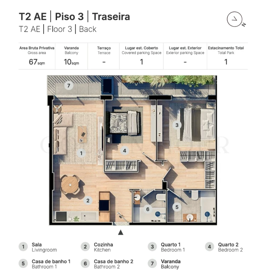 Apartamento T2 para Venda em Valongo Planta 1