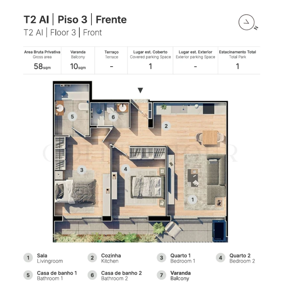 Apartamento T2 para Venda em Valongo Planta 1