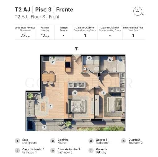 Apartamento T2 para Venda em Valongo Planta 1