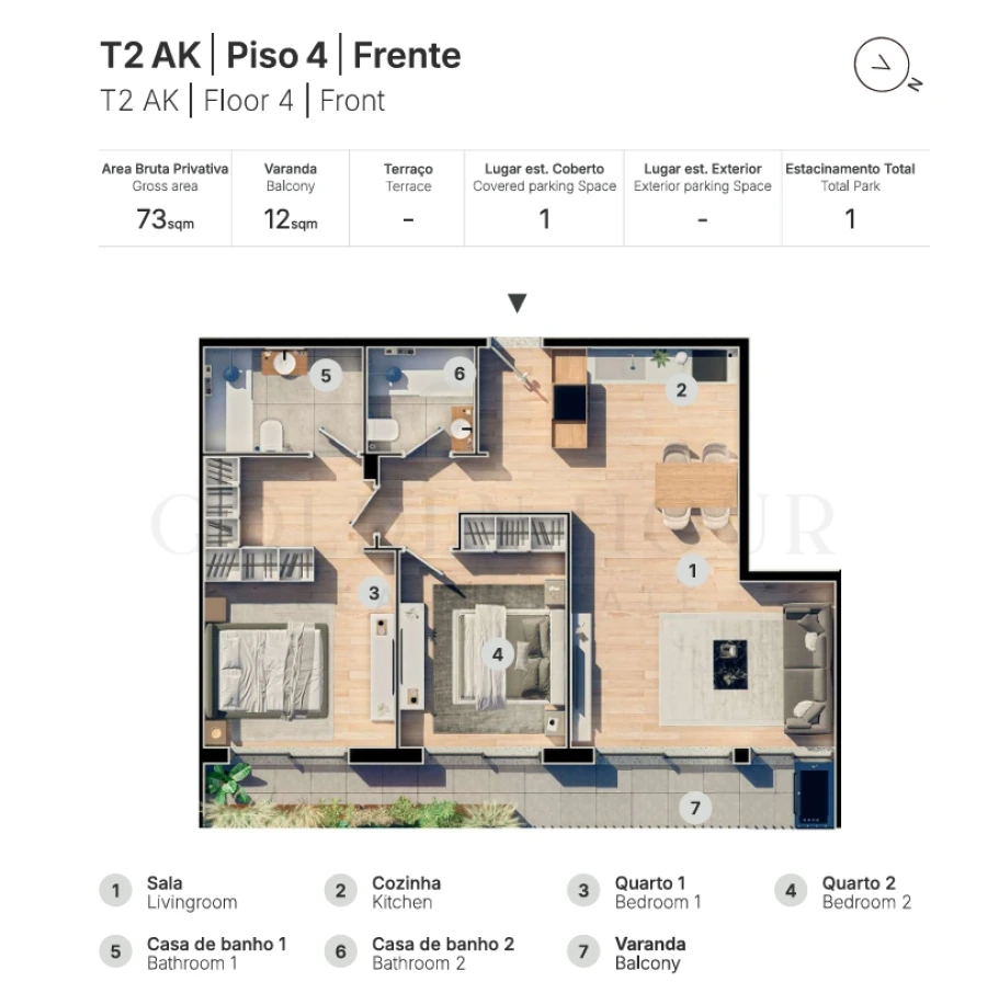 Apartamento T2 para Venda em Valongo Planta 1