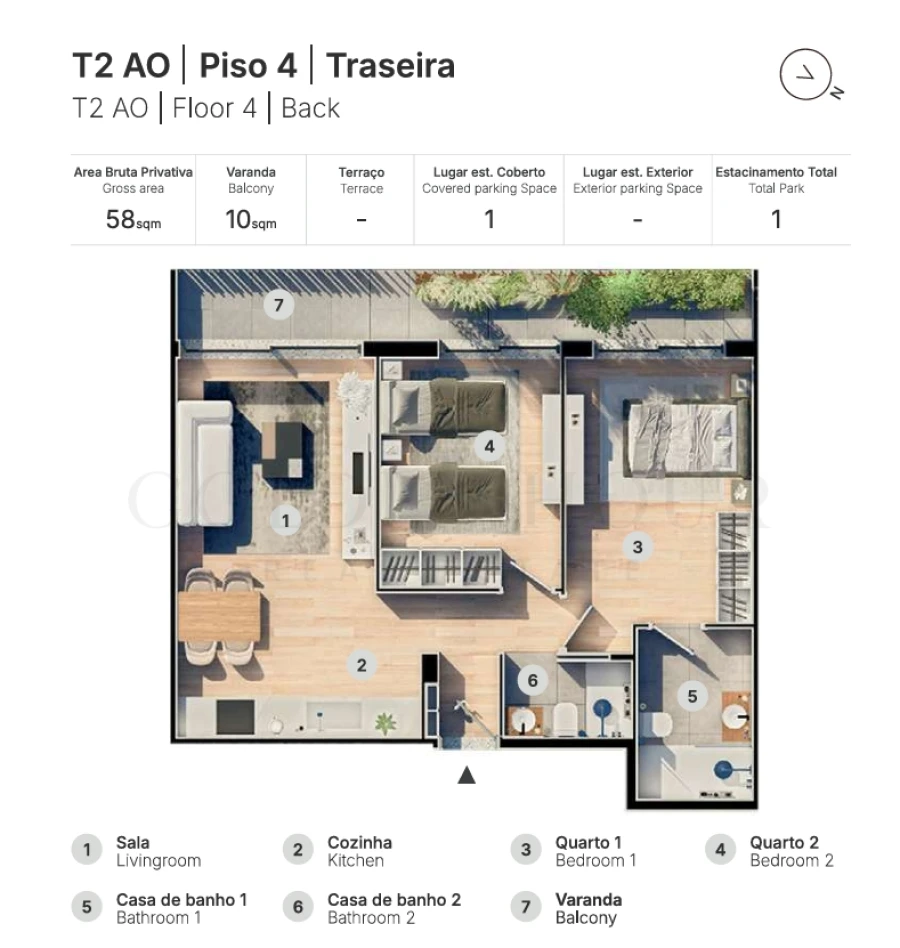 Apartamento T2 para Venda em Valongo Planta 1