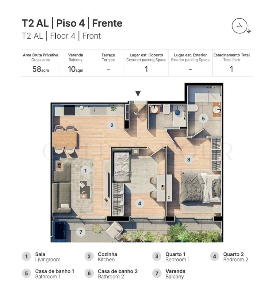 Apartamento T2 para Venda em Valongo Planta 1