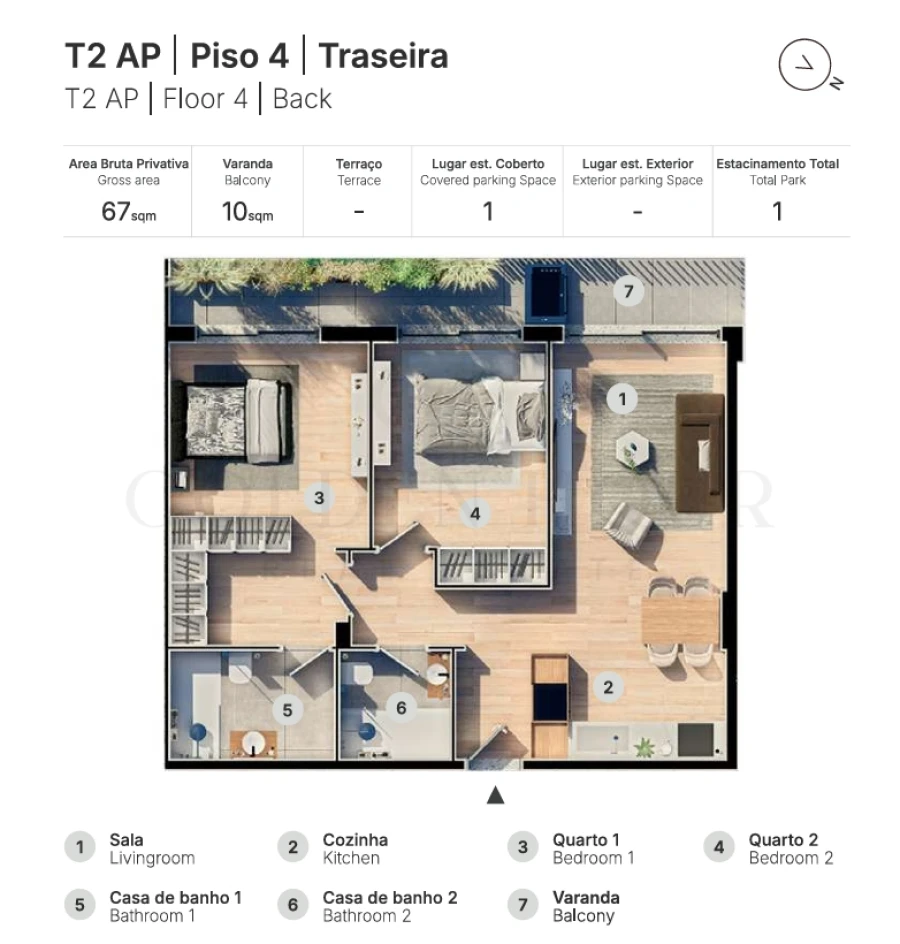 Apartamento T2 para Venda em Valongo Planta 1
