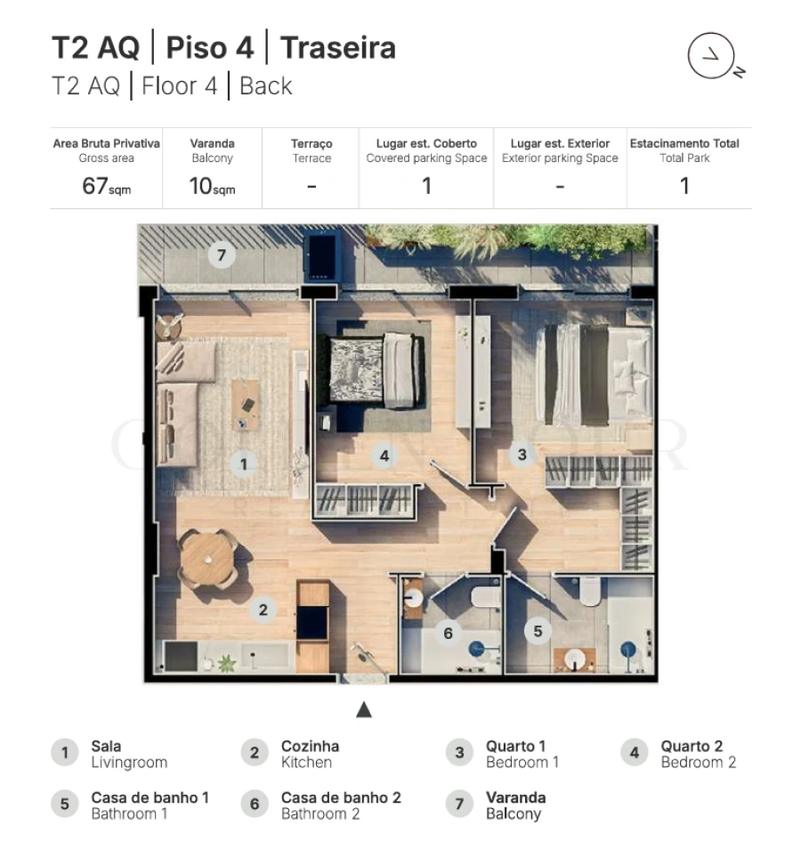 Apartamento T2 para Venda em Valongo Planta 1