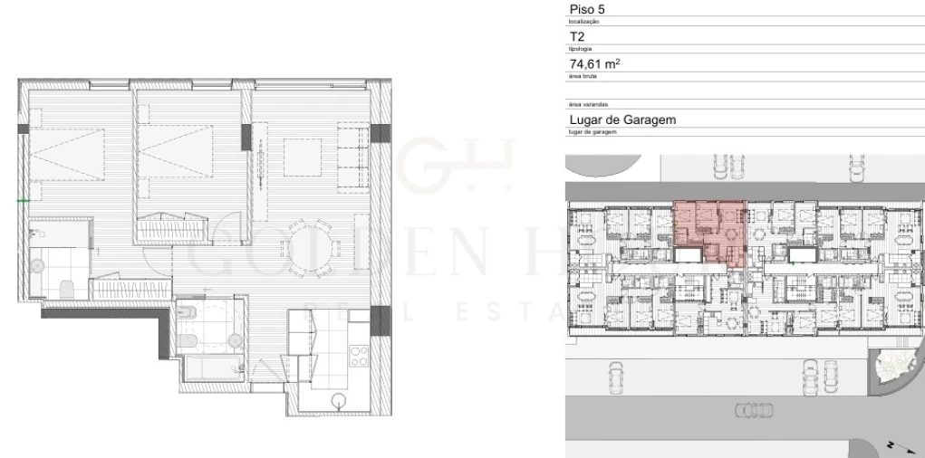 Apartamento T2 para Venda em Santa Marinha e São Pedro da Afurada Planta 1