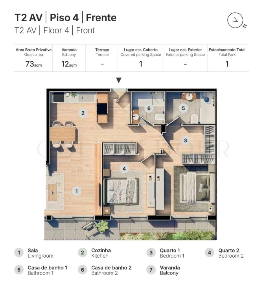 Apartamento T2 para Venda em Valongo Planta 1