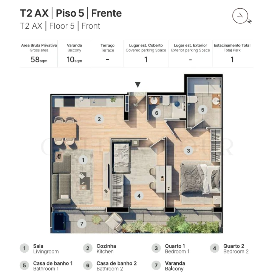 Apartamento T2 para Venda em Valongo Planta 1