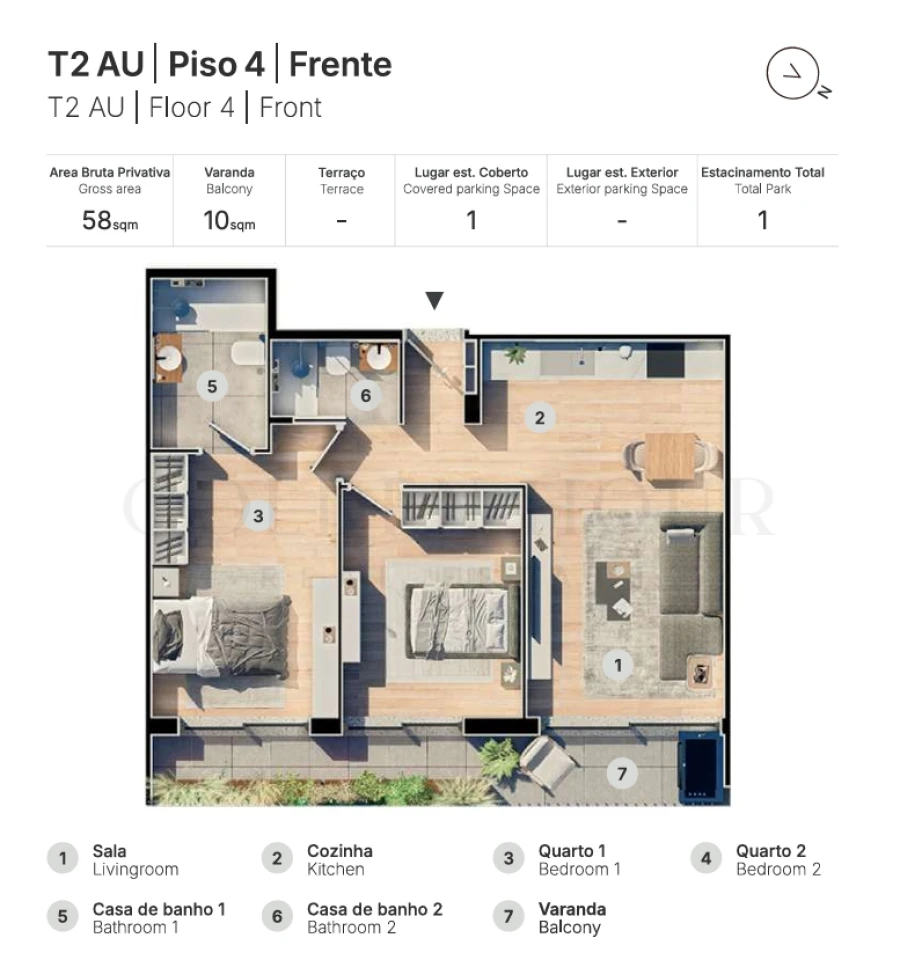 Apartamento T2 para Venda em Valongo Planta 1