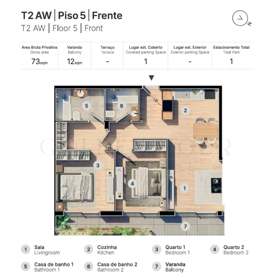 Apartamento T2 para Venda em Valongo Planta 1