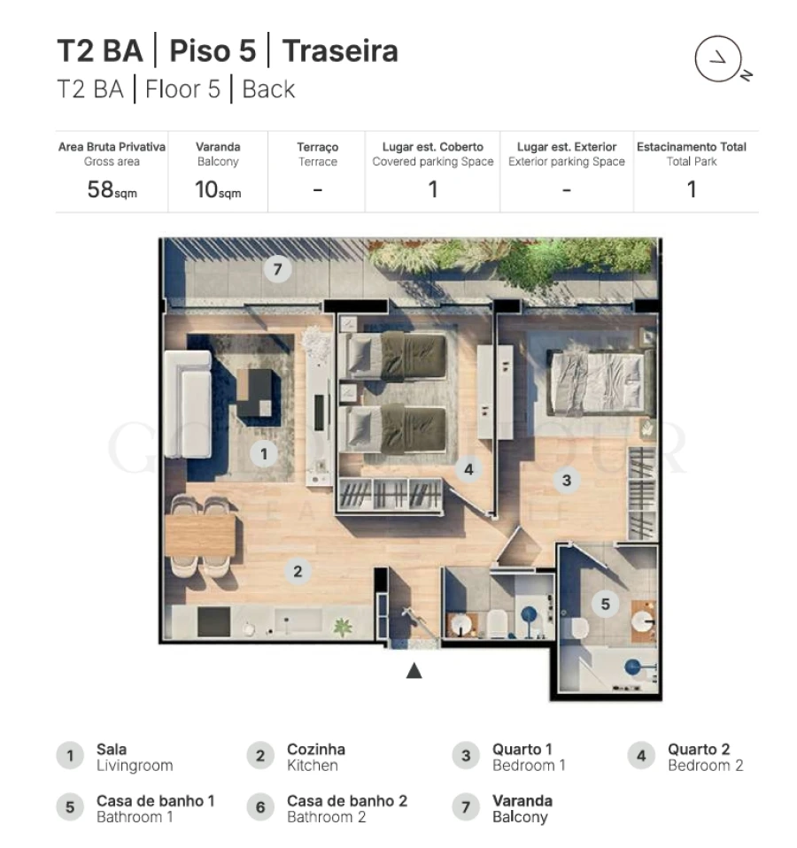 Apartamento T2 para Venda em Valongo Planta 1