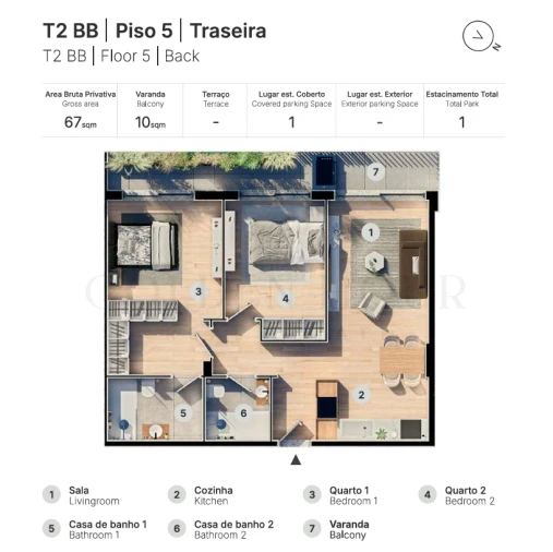 Apartamento T2 para Venda em Valongo Planta 1