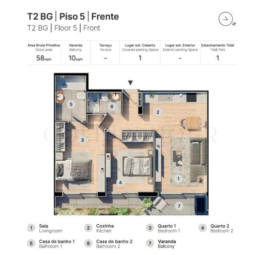 Apartamento T2 para Venda em Valongo Planta 1