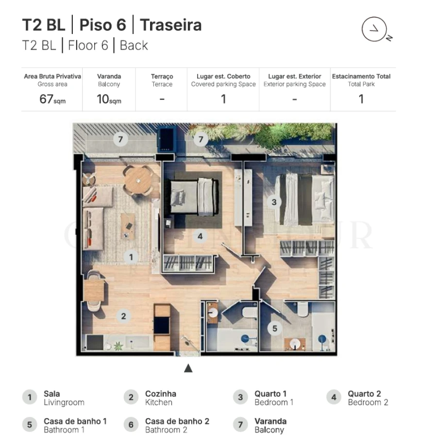 Apartamento T2 para Venda em Valongo Planta 1