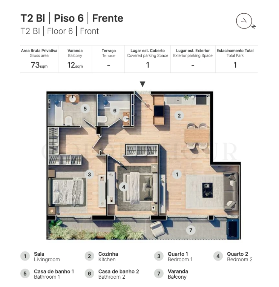 Apartamento T2 para Venda em Valongo Planta 1