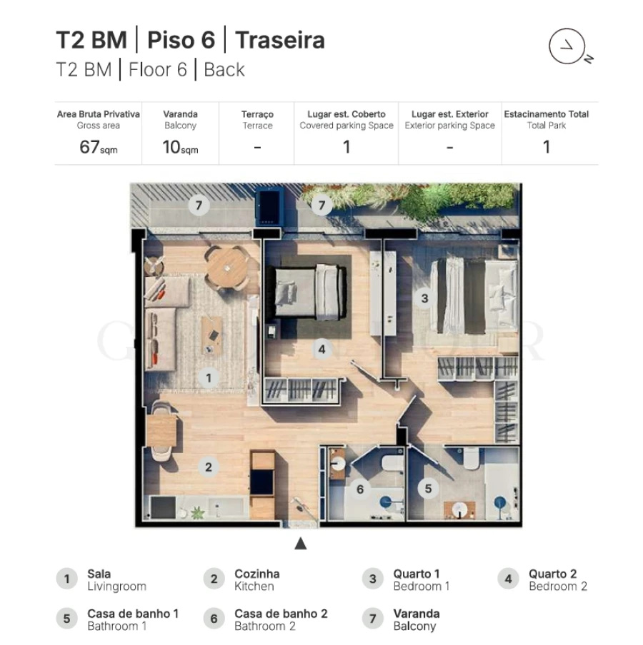 Apartamento T2 para Venda em Valongo Planta 1