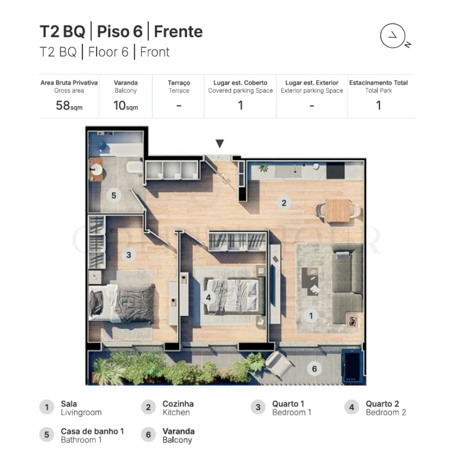 Apartamento T2 para Venda em Valongo Planta 1