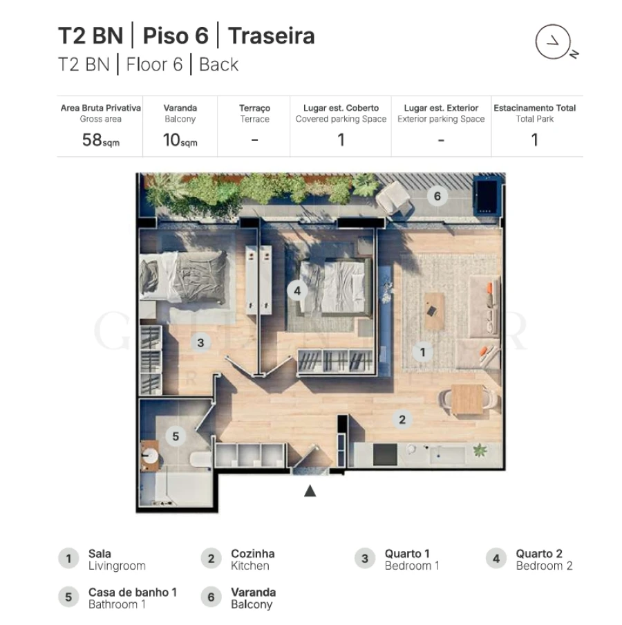Apartamento T2 para Venda em Valongo Planta 1