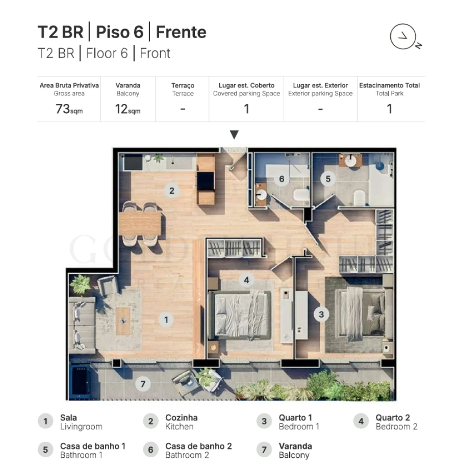 Apartamento T2 para Venda em Valongo Planta 1