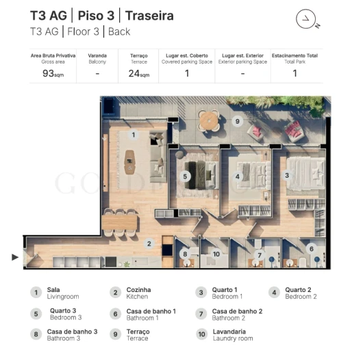 Apartamento T3 para Venda em Valongo Planta 1