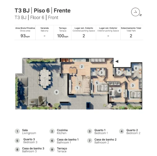 Apartamento T3 para Venda em Valongo Planta 1