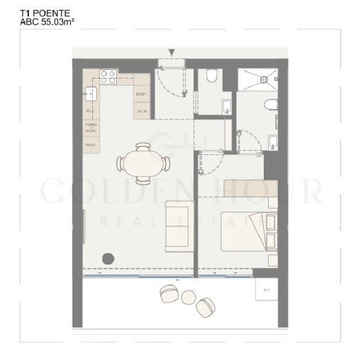 Apartamento T1 para Venda em Oliveira do Douro Planta 1