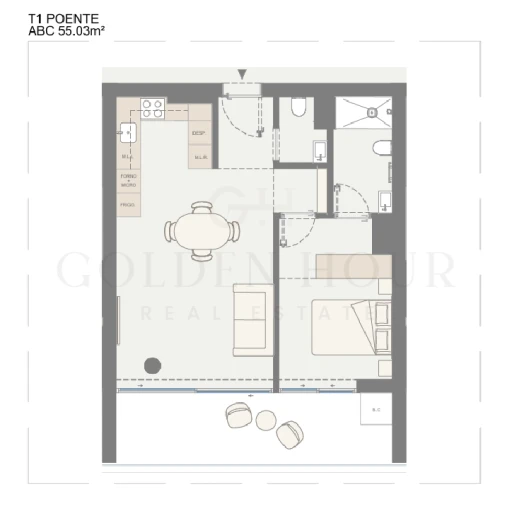 Apartamento T1 para Venda em Oliveira do Douro Planta 1