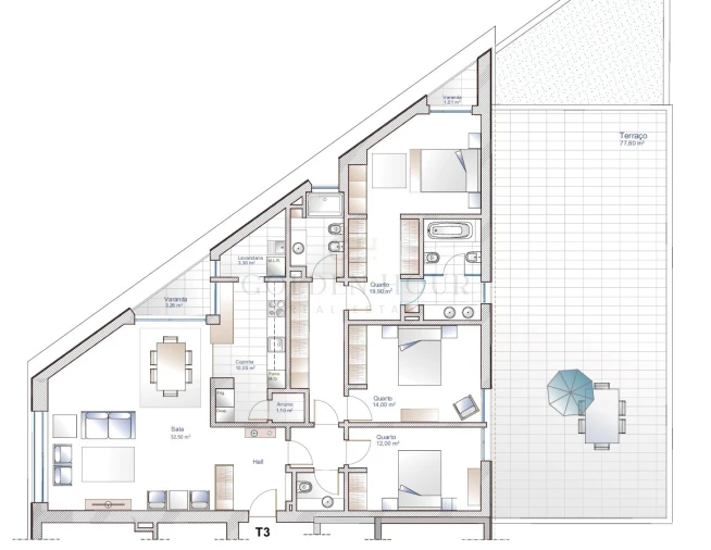 Apartamento T3 para Venda em Oliveira do Douro Planta 1