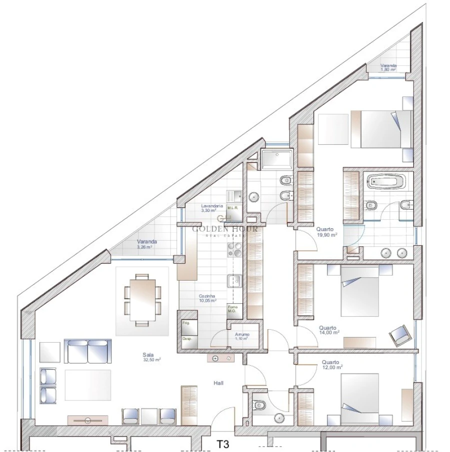 Apartamento T3 para Venda em Oliveira do Douro Planta 1