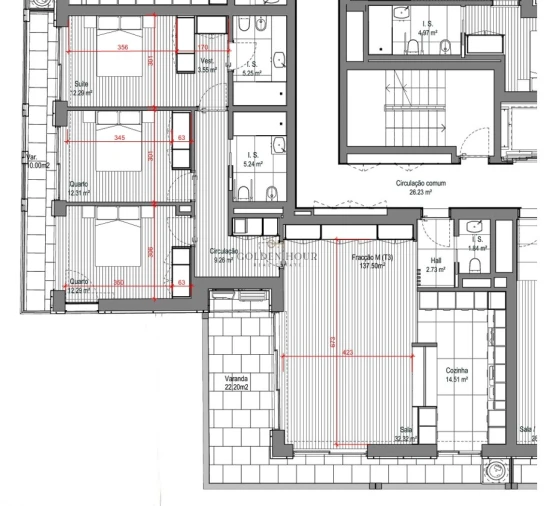 Apartamento T3 para Venda em Mafamude e Vilar do Paraíso Planta 1